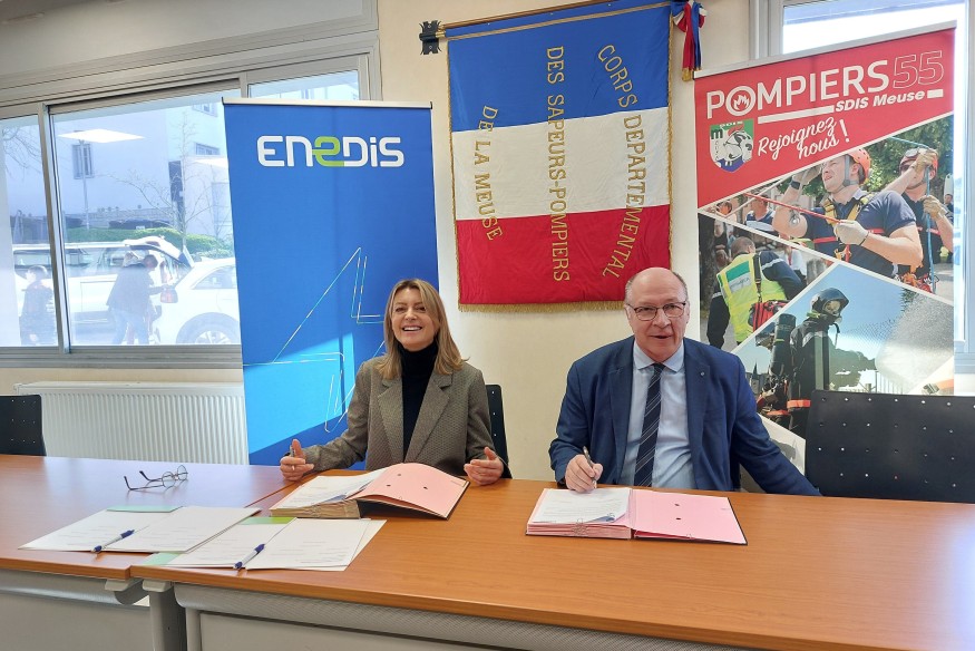 Signature entre ENEDIS et le SDIS55