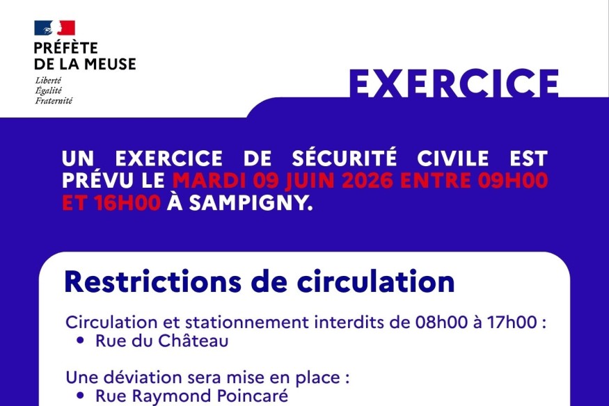 Exercice de sécurité civile à Sampigny le 9 juin